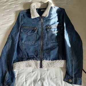 Denim Jacket with Sherpa Collar